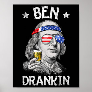 Póster Ben Drankin 4 De Julio Benjamin Franklin Men Amer