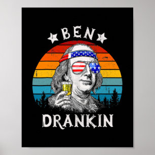 Póster Ben Drankin Beer 4 De Julio Divertido Patriótico E