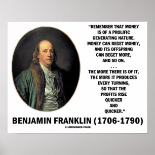 Póster Ben Franklin Dinero Prolífico Generando Naturaleza