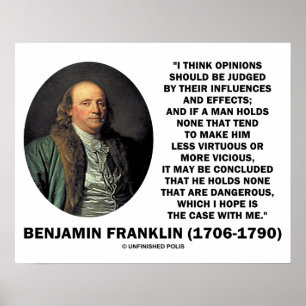 Póster Ben Franklin Opiniones Juzgadas Efectos De Influen