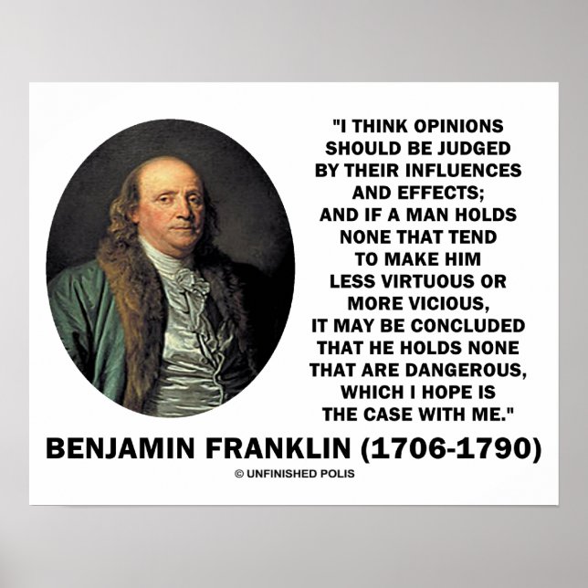 Póster Ben Franklin Opiniones Juzgadas Efectos De Influen (Frente)