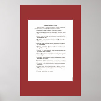 Póster Ben Franklin's 13 Virtues