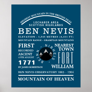 Póster Ben Nevis, información sobre la expedición a las m