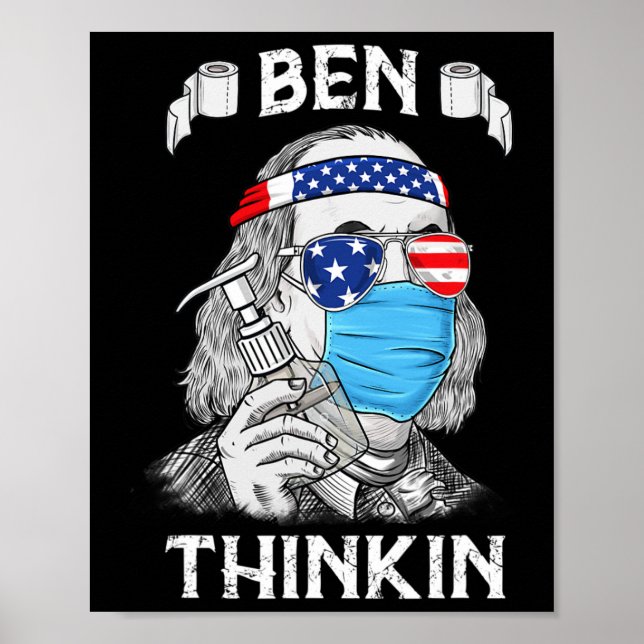 Póster Ben Thinkin 4 De Julio Fun Benjamin Franklin Patr (Frente)