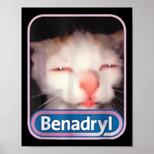 Póster Benadryl Meme Cat Funny Cat Amantes a Gato Mamá Ga