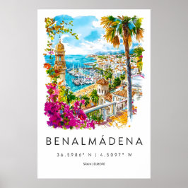 Póster Benalmadena Acuarela 1