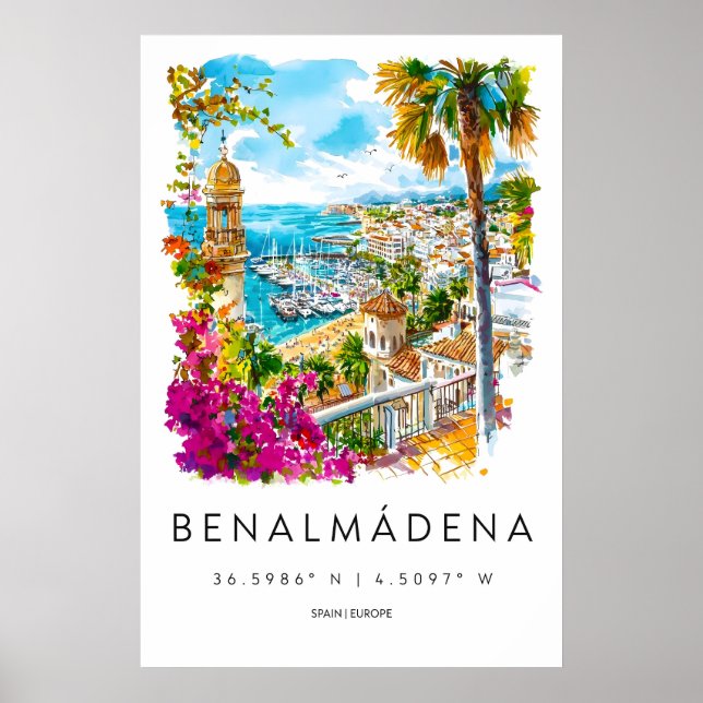 Póster Benalmadena Acuarela 1 (Frente)