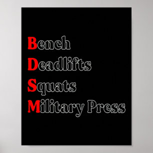 Póster Bench Deadlift Squat Cuerpo de Prensa Militar G