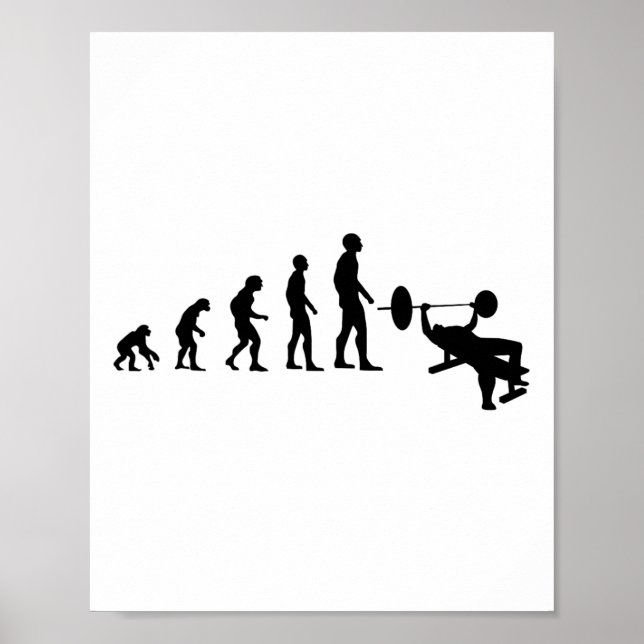 Póster Bench Press Bodybuilding Funny Evolution Strength  (Frente)