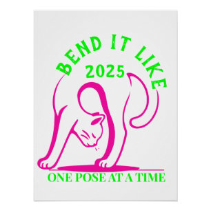 Póster Bend It Like 2025: Diversión del gato del yoga