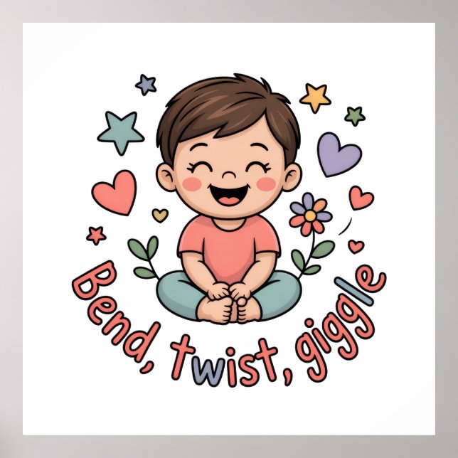Póster Bend twist giggle cute yoga kid (Frente)