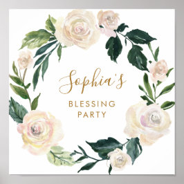 Póster Bendecida Fiesta de bienvenida de madre floral de 