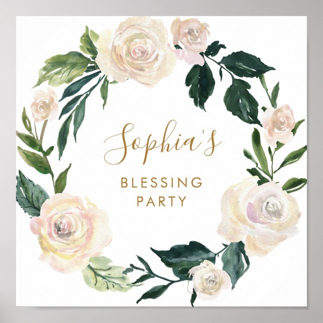 Póster Bendecida Fiesta de bienvenida de madre floral de  (Frente)