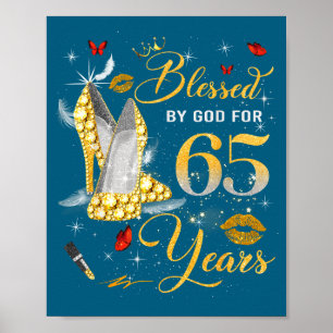 Póster Bendecida por Dios por mujeres de 65 años Cumpleañ