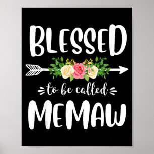 Póster Bendecida por ser llamada memaw diseño de flor de