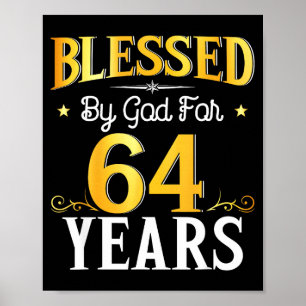 Póster Bendecido Por Dios Durante 64 Años Cumpleaños 64 H