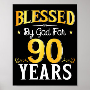 Póster Bendecido Por Dios Durante 90 Años Cumpleaños 90 H
