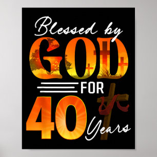 Póster Bendecido Por Dios Por 40 Años Regalo Cumpleaños 4