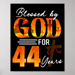 Póster Bendecido por Dios por 44 años de regalo cumpleaño