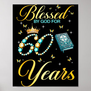 Póster Bendecido por Dios por 60 años de cumpleaños crist