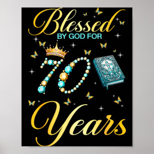 Póster Bendecido por Dios por 70 años de cumpleaños crist
