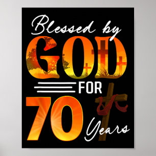 Póster Bendecido Por Dios Por 70 Años Regalo Cumpleaños 7