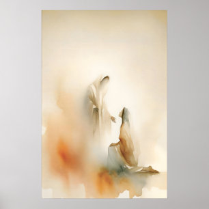 Póster Bendecido Por Jesús Acuarela Minimalista Cristiana