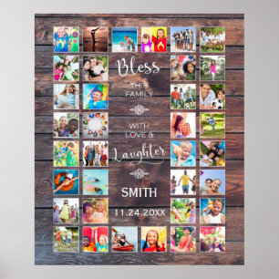 Póster Bendición a esta familia con amor 32 Collage de fo