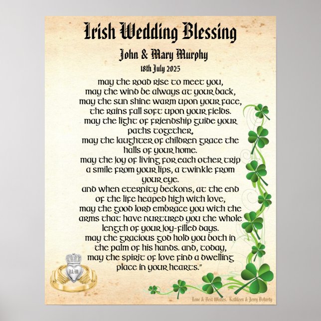 Póster Bendición Boda irlandesa (Frente)
