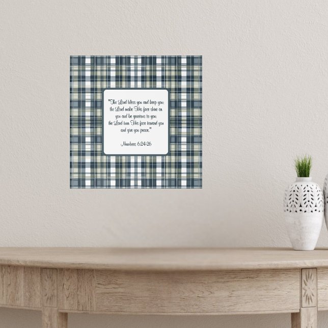 Póster Bendición de Cuadro de Plaid Azul Denim Verde Sage (Subido por el creador)