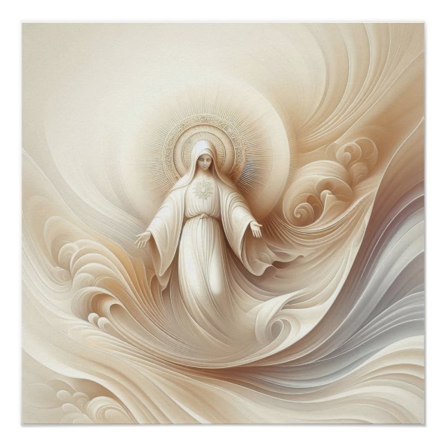 Póster Bendición de madre divina en medio de tonos blanco (Anverso)