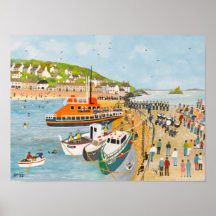 Póster Bendición del bote salvavidas en el Mousehole