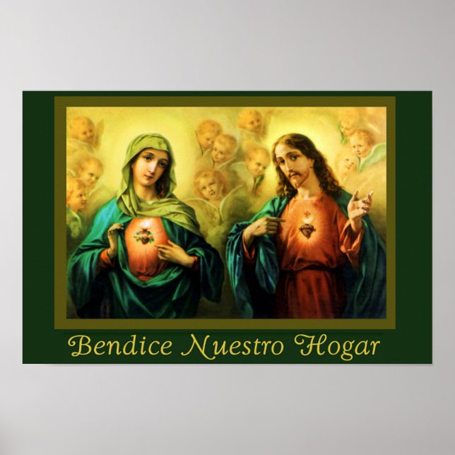 Póster Bendicion del Hogar Jesus & Virgen Spanish Poster (Frente)