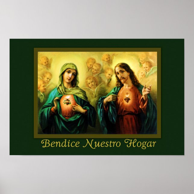 Póster Bendicion del Hogar Jesús y Poster español Virgen (Frente)
