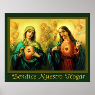Póster Bendicion del Hogar Sagrado e Inmaculado Corazon