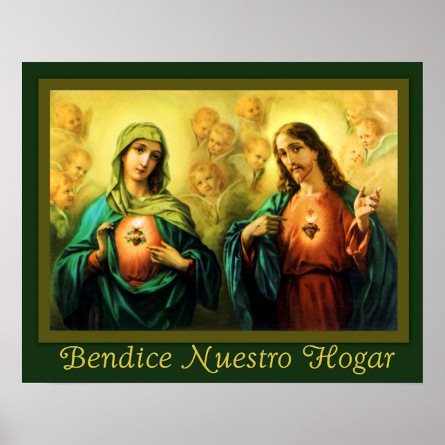 Póster Bendicion del Hogar Sagrado e Inmaculado Corazon (Frente)
