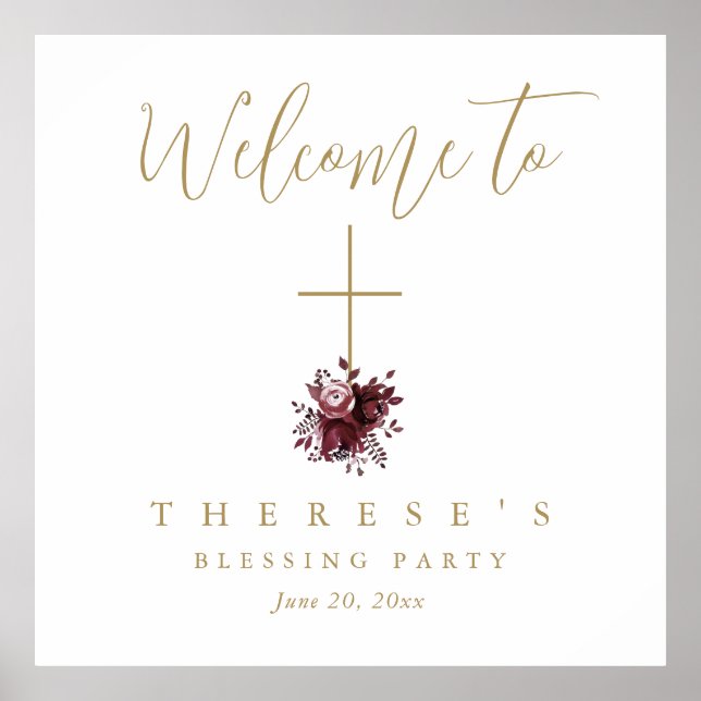 Póster Bendición floral entre madre cristiana y bebé (Frente)