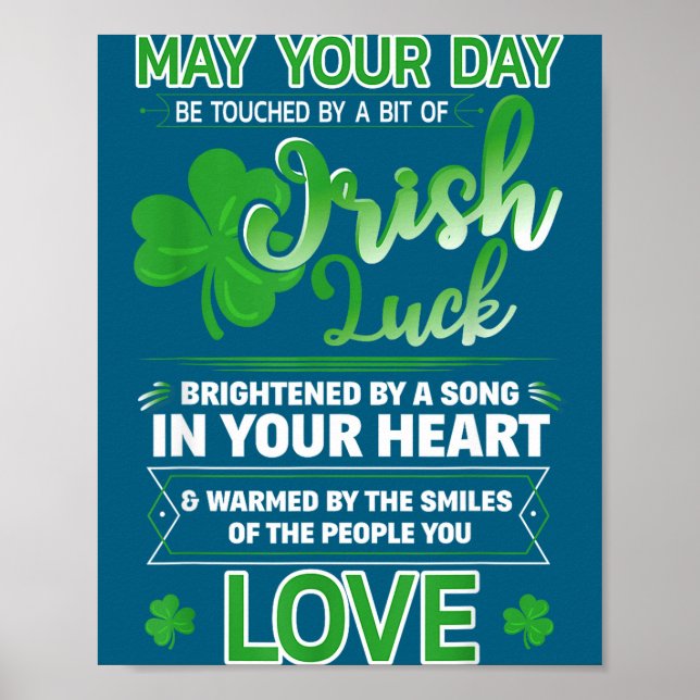 Póster Bendición irlandesa Citas afortunadas Dicho Día de (Frente)