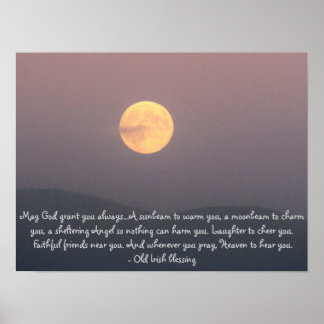 Póster Bendición irlandesa con Super Moon sobre Spokane M