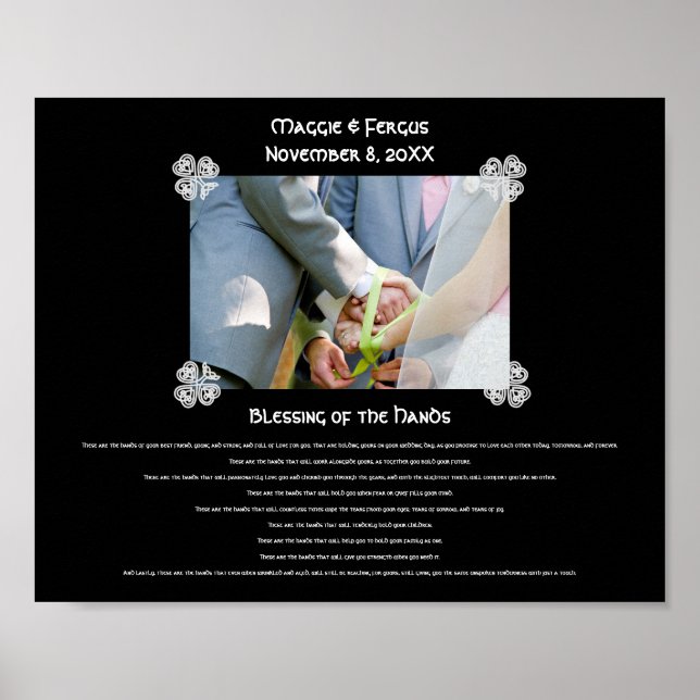 Póster Bendición para el Personalizado Boda de manos. Fot (Frente)