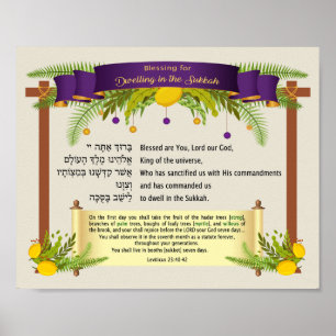 Póster Bendición por la vivienda en Sukkkah para Sukkot