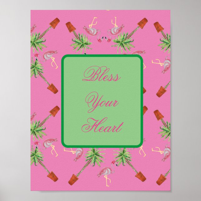 Póster Bendición tu corazón Flamingo rosa Flamingos impre (Frente)
