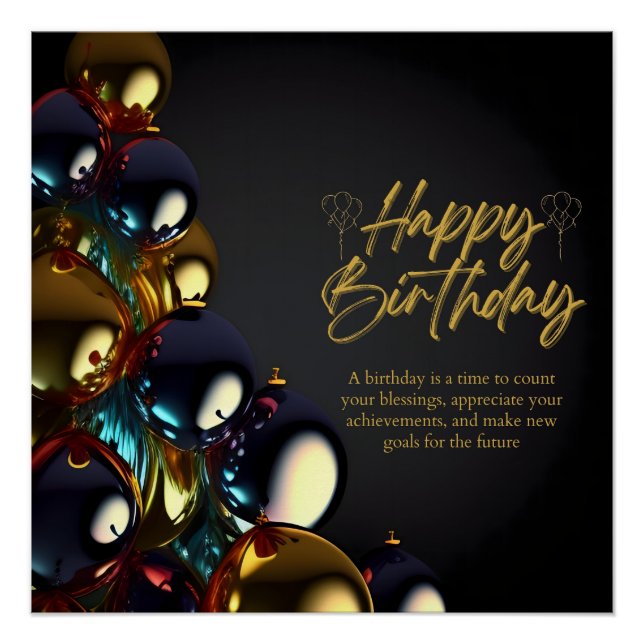 Póster Bendiciones de cumpleaños elegantes (Anverso)