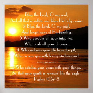 Póster Bendiga al señor Bible Verse Sunset Poster