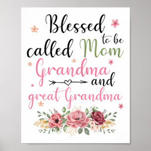 Póster Bendita De Ser Llamada Mamá Abuela Y Gran Abuela