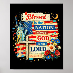 Póster Bendita es la nación dios es señor fe patriótica