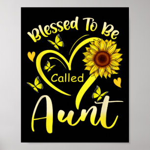 Póster Bendita Que La Llamen Tía Sunflower Cute Floral Mo