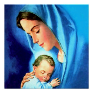Póster Bendita Virgen María con el Niño Jesús