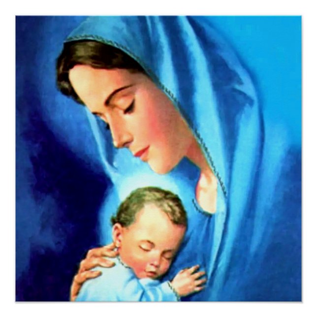 Póster Bendita Virgen María con el Niño Jesús (Anverso)