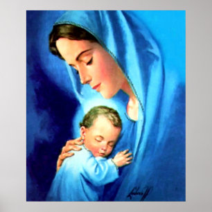 Póster Bendita Virgen María con el Niño Jesús
